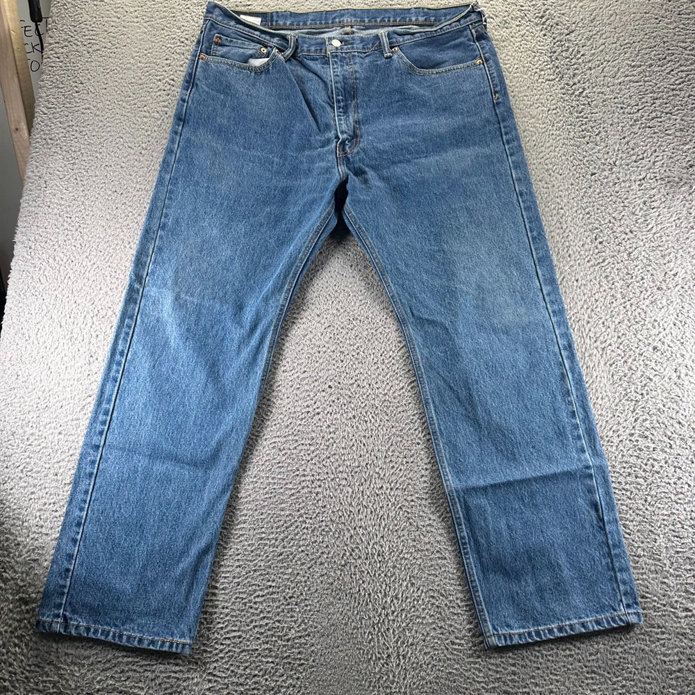 Levis 505 Jeans Mens 42x32 Blue Cotton Denim Straight Casual Workwear Outdoor